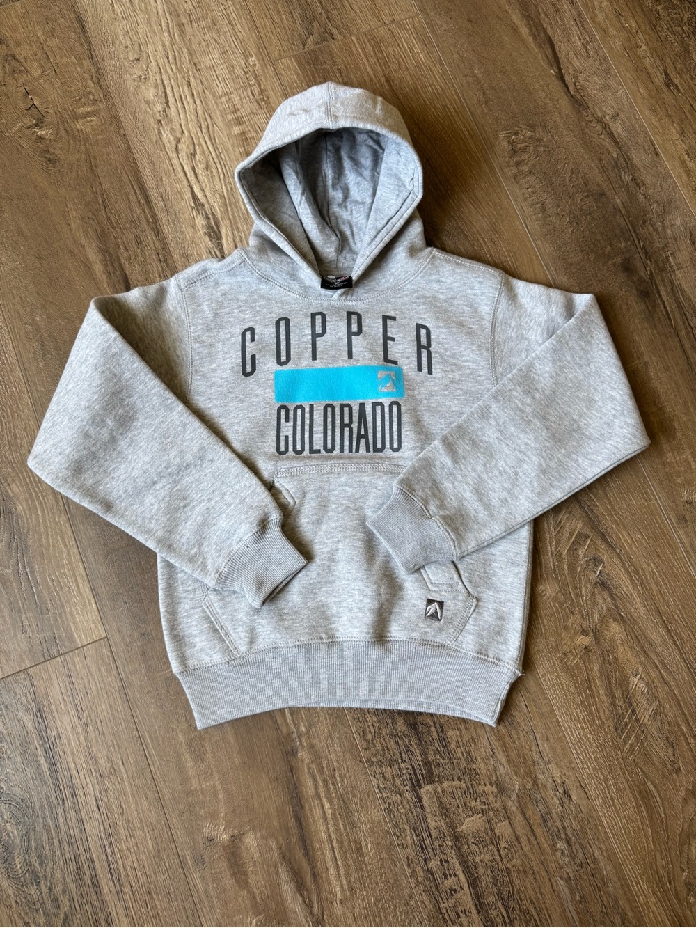 Copper Colorado Kids' Gray Pullover Hoodie with Teal Accent